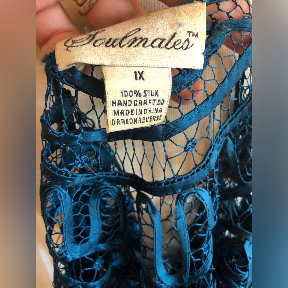 BeautifulTeal Lace Silk Cardigan. NWOT - Picture 7 of 7